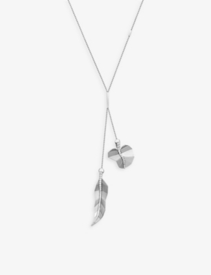 LA MAISON COUTURE: La Maison Couture x Tomasz Donocik Double 2 Leaf 18ct white gold-plated sterling-silver and cubic zirconia necklace
