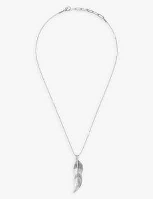 LA MAISON COUTURE: Tomasz Donocik Long Busia Leaf white-gold plated sterling silver and cubic zirconia pendant necklace