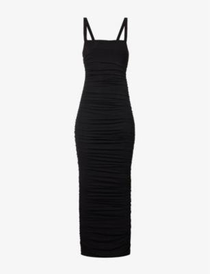 Good American Ruched Maxi Dress In Black001