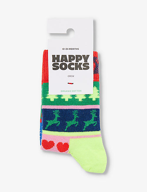 HAPPY SOCKS：圣诞条纹棉混纺针织袜