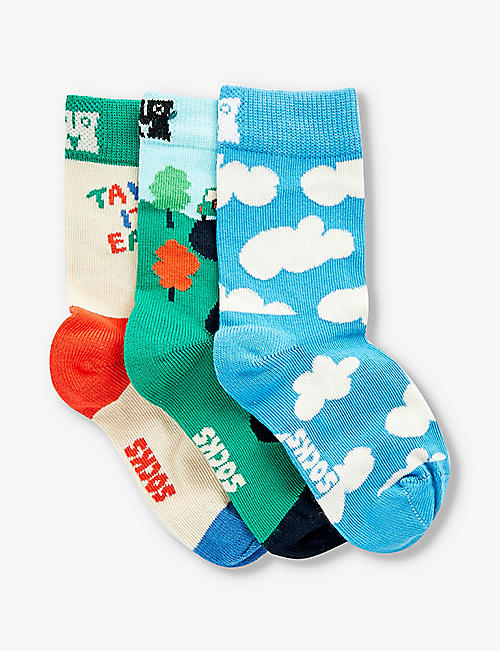 HAPPY SOCKS: Camera graphic-intarsia stretch cotton-blend socks 1-9 years
