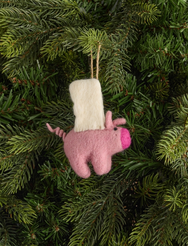 Flying Pig wool Christmas decoration 6cm