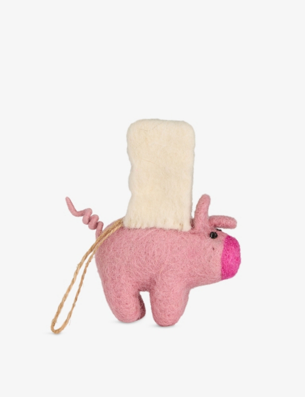 Flying Pig wool Christmas decoration 6cm
