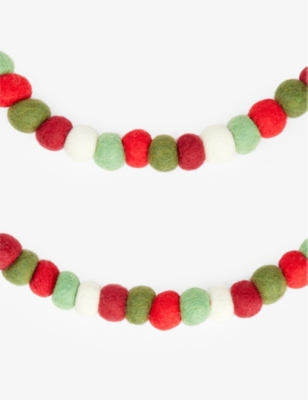 SELFRIDGES EDIT: Traditional pom-pom wool Christmas garland 260cm