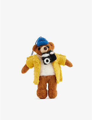 SELFRIDGES EDIT: Teddy The Tourist Bear wool Christmas decoration 11cm