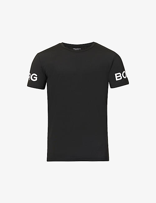 BJORN BORG: Brand-print crewneck recycled-polyester-blend T-shirt