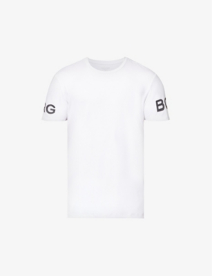 Gewoon kijken Beschrijven Bjorn Borg Brand-print Crewneck Recycled-polyester-blend T-shirt In White |  ModeSens