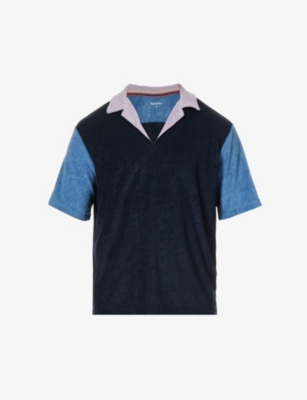PAUL SMITH COLOUR-BLOCKED CAMP-COLLAR REGULAR-FIT TOWELLING,66736708