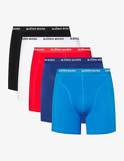 BJORN BORG: Branded-waistband pack of five stretch recycled-polyester boxers