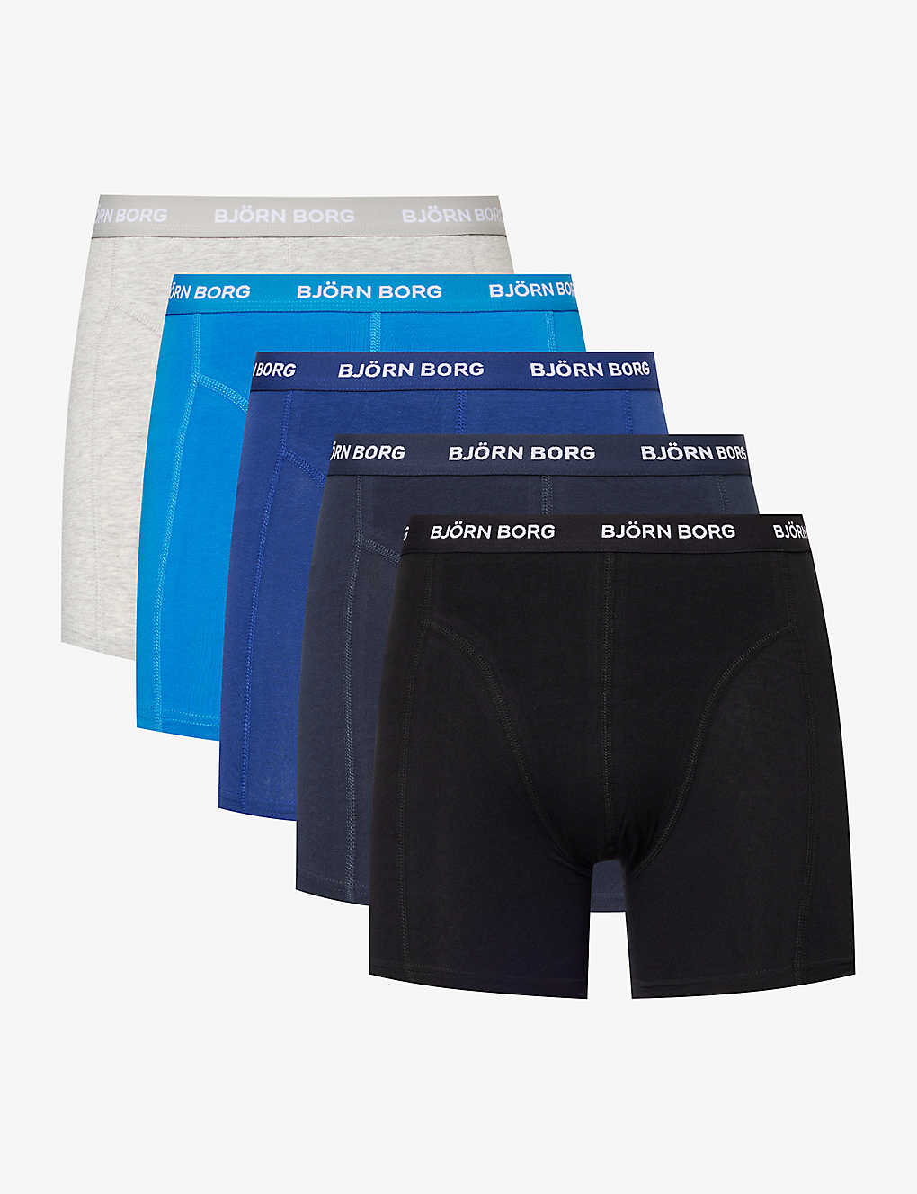 Bjorn Borg Mens Multi Branded-waistband Pack Of Five Stretch Recycled-polyester Boxers In Multi-coloured