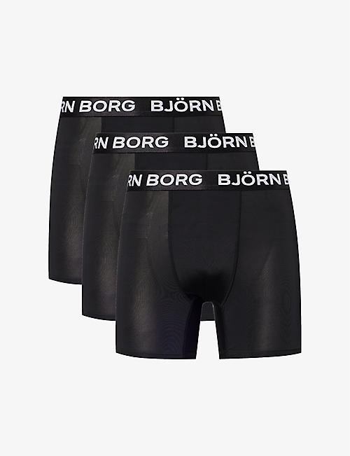 BJORN BORG: Branded-waistband stretch recycled-polyester boxers
