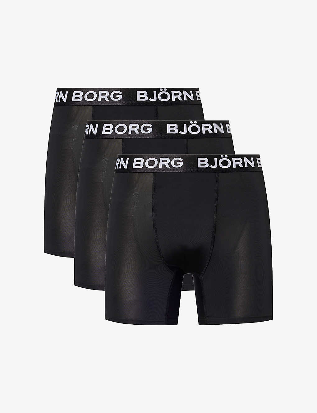Bjorn Borg Mens Black Branded-waistband Stretch Recycled-polyester Boxers