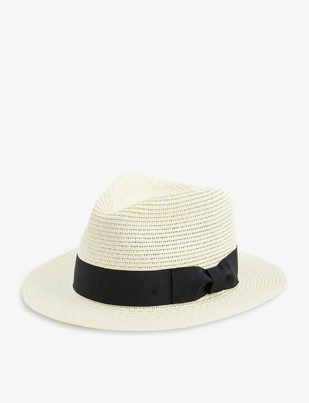 Boutique Bonita Womens Cream With Black Band Classic Summer Ribbon-embellished Paper Fedora Hat