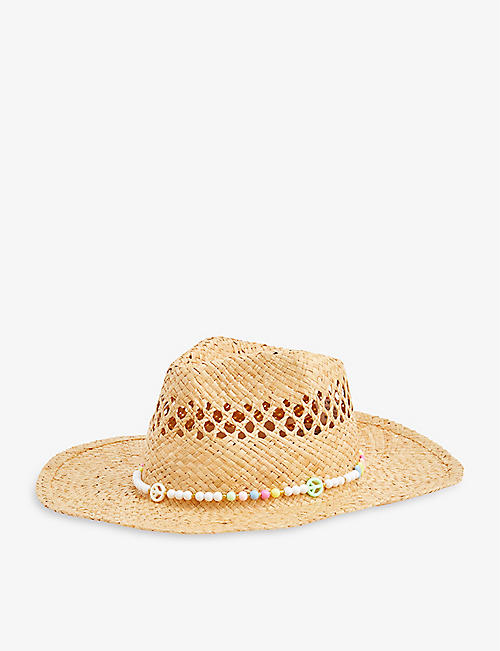 BOUTIQUE BONITA: Peace and Love bead-embellished straw cowboy hat
