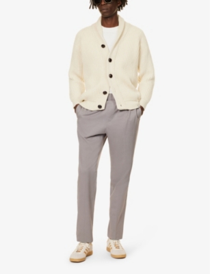 Paige Mens Moon Cloud Snider Elasticated-waistband Tapered-leg Regular-fit Stretch-woven Trousers In Grey