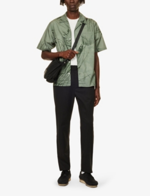 Paige Mens Black Snider Elasticated-waistband Tapered-leg Regular-fit Stretch-woven Trousers In Black