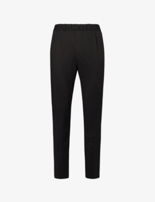 Paige Mens Black Snider Elasticated-waistband Tapered-leg Regular-fit Stretch-woven Trousers