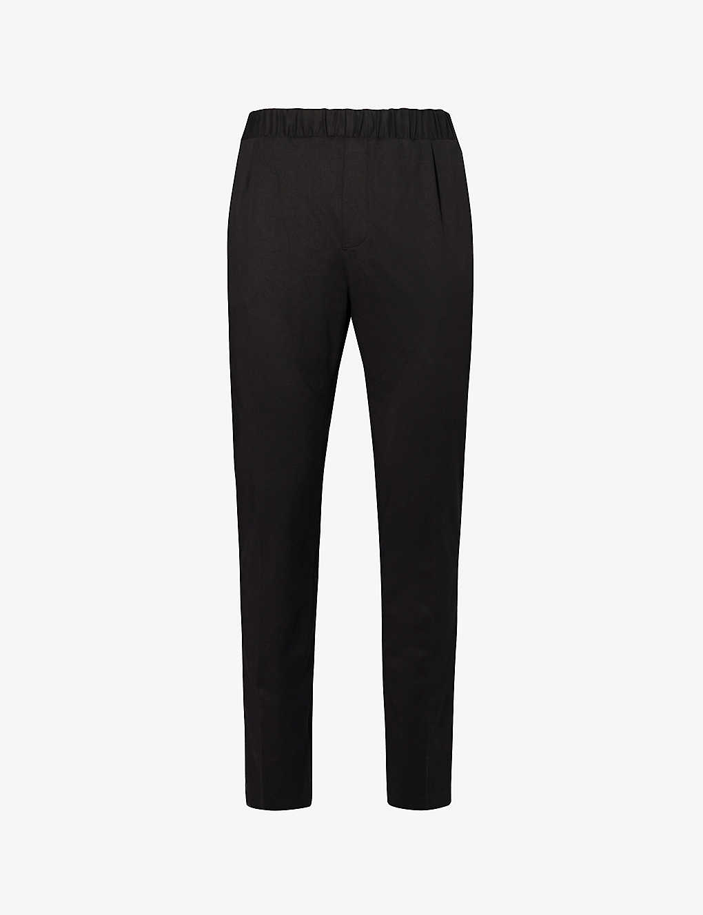 Paige Mens Black Snider Elasticated-waistband Tapered-leg Regular-fit Stretch-woven Trousers