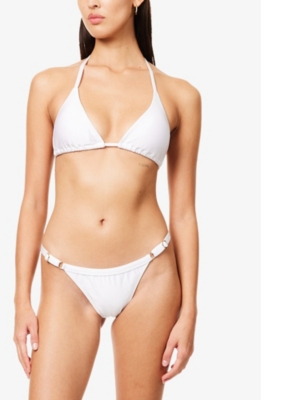 Gracejacob Womens White Shimmer Triangle Bikini Top In White