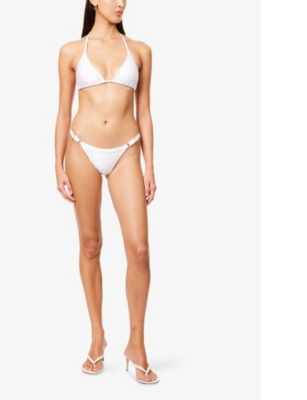 Gracejacob Womens White Shimmer Mid-rise Bikini Bottoms In White