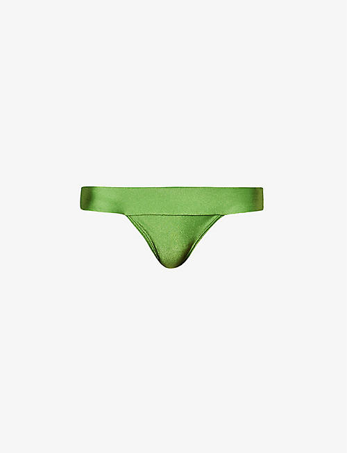 GRACEJACOB: Palm Shimmer mid-rise bikini bottoms
