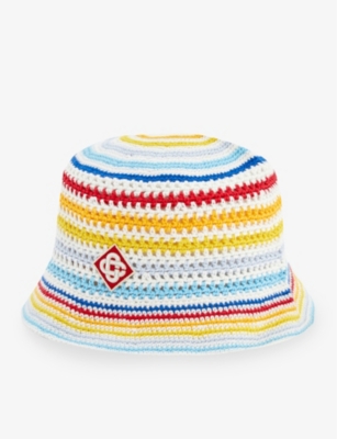 CASABLANCA: Logo-embroidered cotton-crochet bucket hat