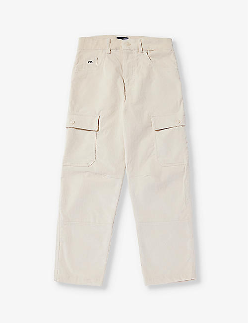 EMPORIO ARMANI: Brand-plaque regular-fit cotton-corduroy trousers 8-14 years