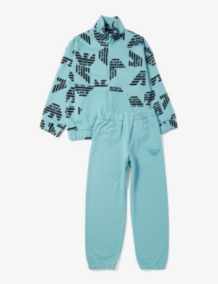EMPORIO ARMANI: Graphic-print cotton-jersey tracksuit 8-12 years