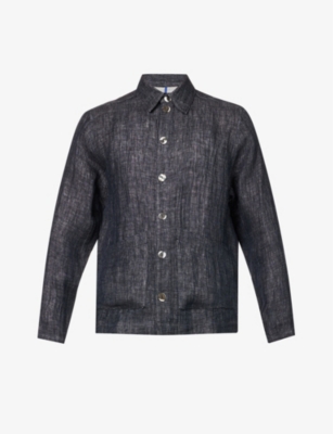 Missing Clothier Mens Jet Patch-pocket Boxy-fit Linen Jacket