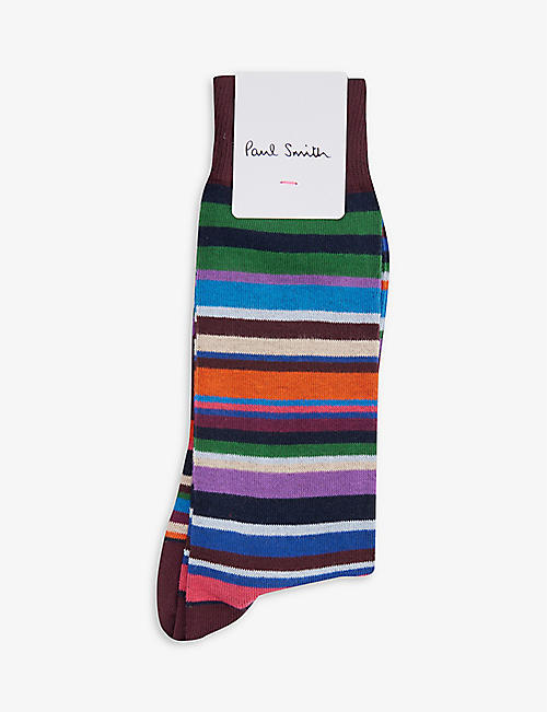 PAUL SMITH: Stripe ankle-rise stretch cotton-blend socks