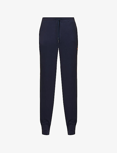 PAUL SMITH: Striped-appliqué waffle-textured tapered cotton jogging bottoms
