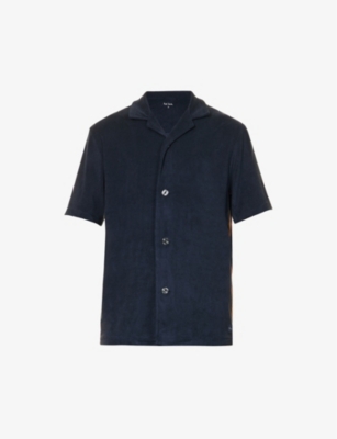 PAUL SMITH PAUL SMITH MENS BLUES TOWEL STRIPE CAMP-COLLAR REGULAR-FIT COTTON-BLEND SHIRT,66758403