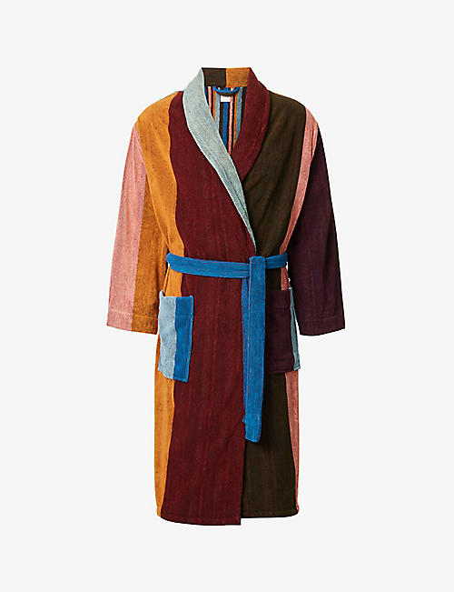 PAUL SMITH: Striped tie-belt cotton robe
