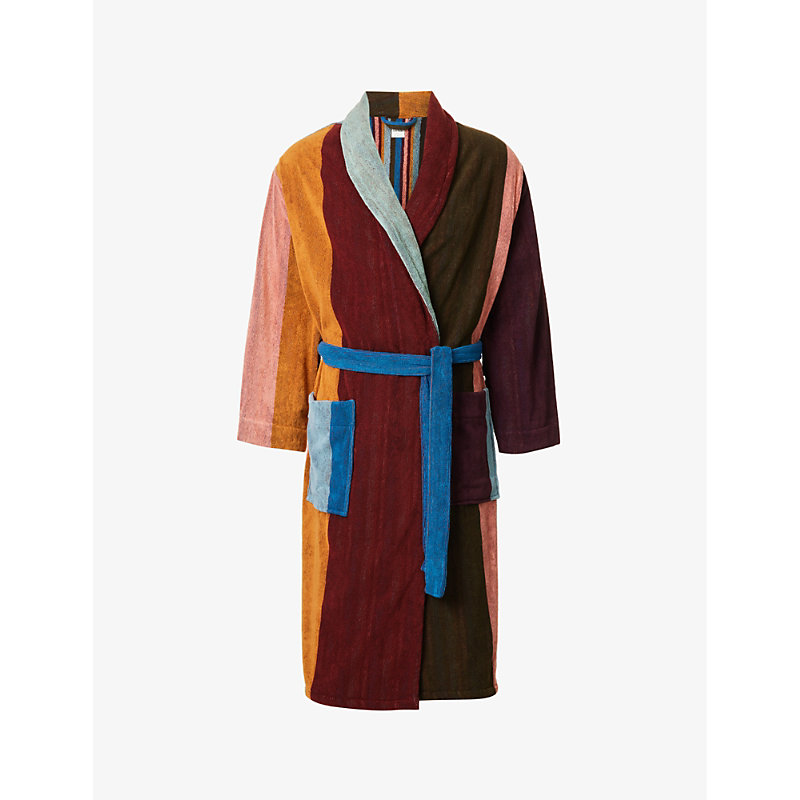 PAUL SMITH STRIPED TIE-BELT COTTON dressing gown,66758625