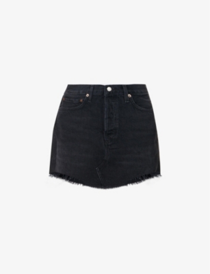 Agolde Five Pocket Denim Skirt In Black