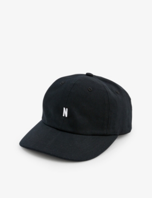 Norse Projects Mens Black Logo-embroidered Cotton-twill Baseball Cap
