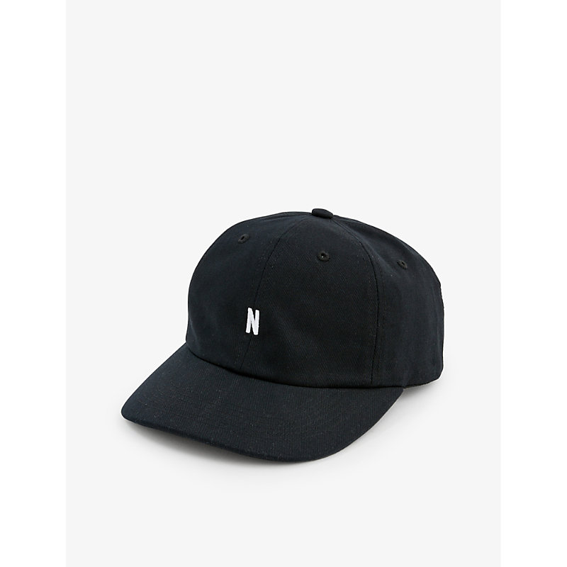 Norse Projects Mens Black Logo-embroidered Cotton-twill Baseball Cap
