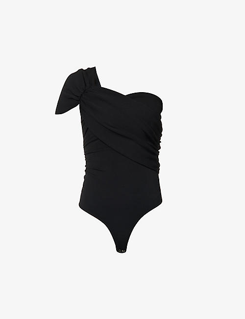GOLDSIGN: The Riza one-shoulder stretch-woven bodysuit