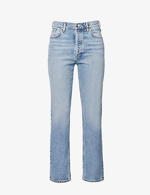 GOLDSIGN: The Morgan straight-leg high-rise cotton-blend jeans