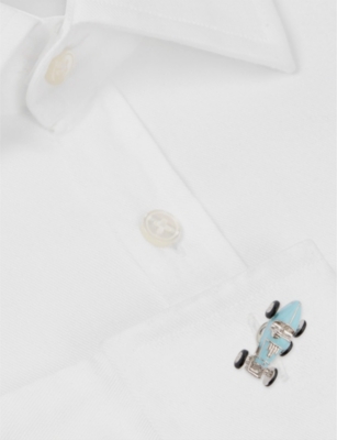 Babette Wasserman London Mens  Retro Rhodium-plated Cufflinks In Light Blue