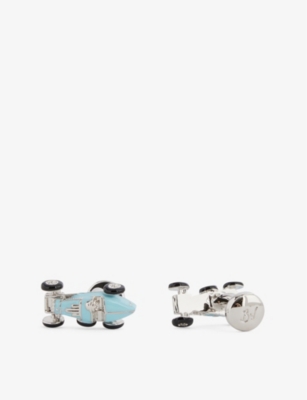 Babette Wasserman London Mens  Retro Rhodium-plated Cufflinks In Light Blue