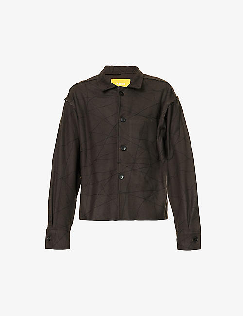AIREI: Protection loose-stitch regular-fit wool overshirt