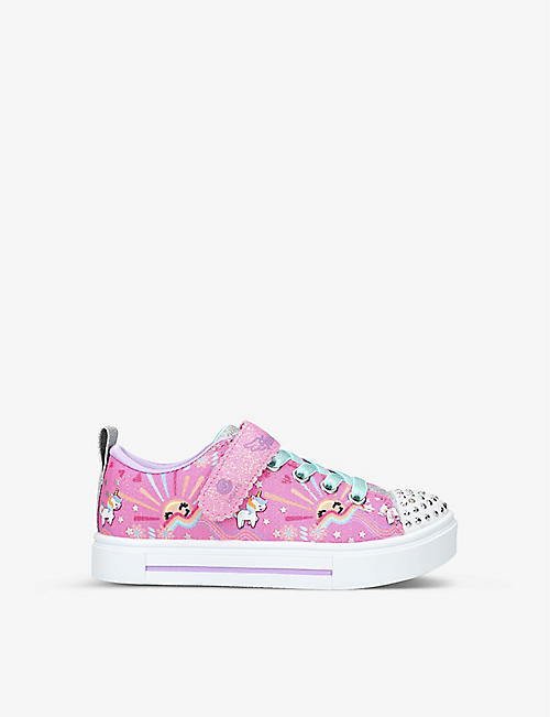 SKECHERS: Twinkle Toes Twinkle Sparks unicorn-print low-top woven trainers 5-9 years