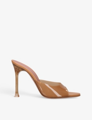 Amina Muaddi Tan Alexa Glass Slipper 105 Heeled Sandals In Blush