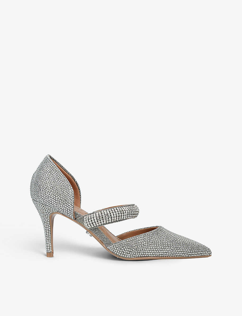 Carvela Womens Champagne Amalfi Crystal-embellished Woven Heeled Courts In Cream