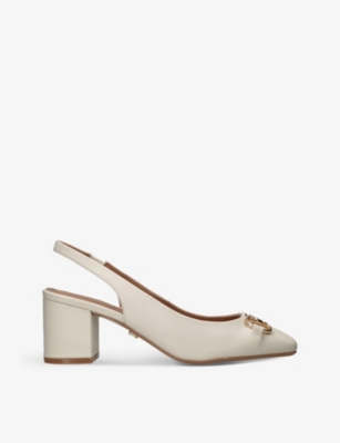 CARVELA: Poise gold-toned-hardware leather heeled slingback courts