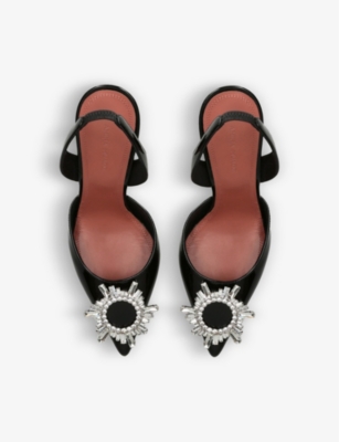 AMINA MUADDI: Begum crystal-embellished patent-leather slingback courts
