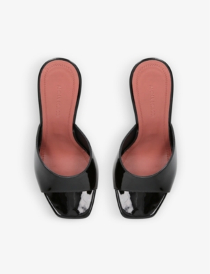 Amina Muaddi Lupita' Suede Heeled Slip Ons In Black