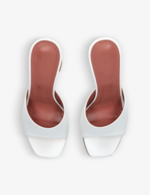 AMINA MUADDI: Lupita brand-logo leather heeled courts