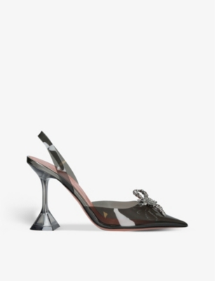 Amina Muaddi Rosie Crystal-embellished Pvc Slingback Pumps In Grey